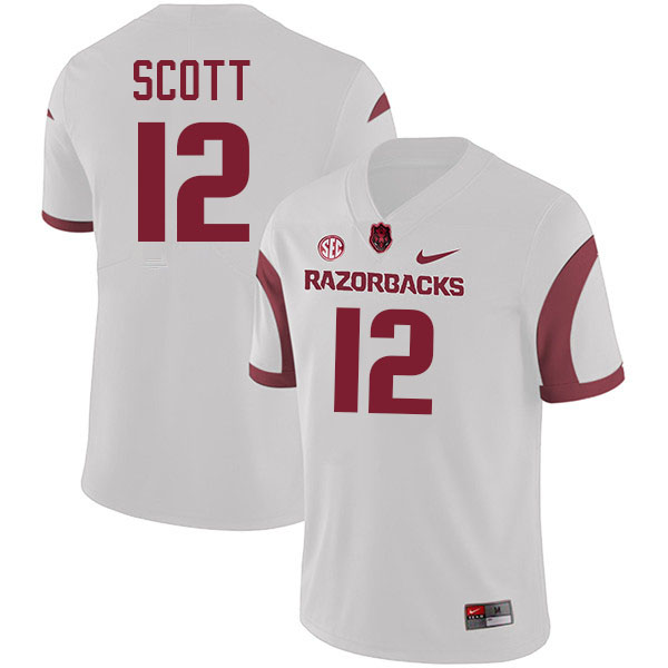 Clyde Scott Arkansas Jersey,Arkansas Razorbacks #12 Clyde Scott Jersey Youth College-Retro White